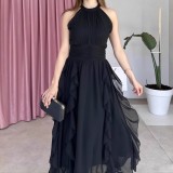 Summer Women's Chic Flounce Slim Waist Slim Fit Ruffled Dress