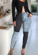 Sexy Casual Fashion limming Color-Block Denim Pants