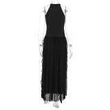 Summer Women's Chic Flounce Slim Waist Slim Fit Ruffled Dress