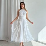 Summer Women's Chic Flounce Slim Waist Slim Fit Ruffled Dress