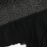 Strapless Irregular Mesh Patchwork Beaded Dress for Women
