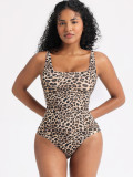 Summer Sexy Scoop Neck One-Piece Leopard Print Strappy Jumpsuit for Women