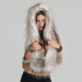 Women's Fall/Winter Halter Neck Hooded Deep V-Neck Fringe Adjustable Slim Waist Top T-Shirt