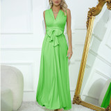 Women Sexy Cross Backless Bandage Long Dress