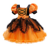 Halloween Costume for Girls Cosplay Masquerade Performance Mesh Princess Dress Witch Performance Outfit