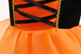 Halloween Children's Performance Costume Cosplay Outfit Girl's Bubble Sleeve Mesh Dress
