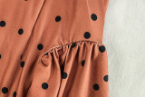 Print Polka Dot Women's Slim Waist Sexy A-Line Pleated Deep V-Neck Sleeveless Short Dress