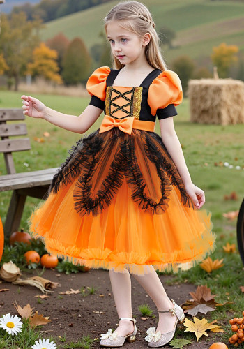 Halloween Costume for Girls Cosplay Masquerade Performance Mesh Princess Dress Witch Performance Outfit