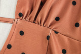 Print Polka Dot Women's Slim Waist Sexy A-Line Pleated Deep V-Neck Sleeveless Short Dress