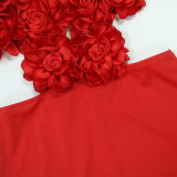 Sexy Halter Neck Large Floral Evening Gown Dress for Women