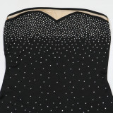Strapless Irregular Mesh Patchwork Beaded Dress for Women