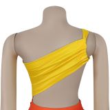 Fashion Women's Summer Sexy Slash Shoulder Bodycon Gradient Dress