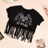 Women's Summer Print Fringe T-Shirt Top