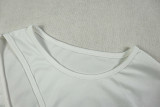 Chic Women's Fashion Cut-Out Slit Irregular Round Neck Solid Color Pleated Dress