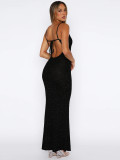 Summer Slimming Lace-Up Low Back Beaded Strap Dress for Women