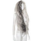 Women's Fall/Winter Halter Neck Hooded Deep V-Neck Fringe Adjustable Slim Waist Top T-Shirt
