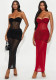 Strapless Milk Fiber Patchwork Mesh Beaded Party Bodycon Long Dress
