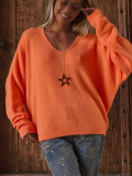 Fall/Winter Deep V-Neck Pullover Women's Sweater Fashion Casual Loose Long-Sleeve Knit Top