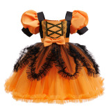 Halloween Costume for Girls Cosplay Masquerade Performance Mesh Princess Dress Witch Performance Outfit