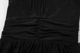 Summer Women's Chic Flounce Slim Waist Slim Fit Ruffled Dress