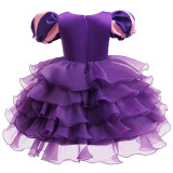 Halloween Children's Performance Costume Cosplay Outfit Girl's Bubble Sleeve Mesh Dress