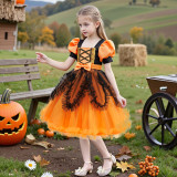 Halloween Costume for Girls Cosplay Masquerade Performance Mesh Princess Dress Witch Performance Outfit