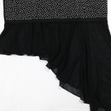 Strapless Irregular Mesh Patchwork Beaded Dress for Women