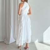 Summer Women's Chic Flounce Slim Waist Slim Fit Ruffled Dress