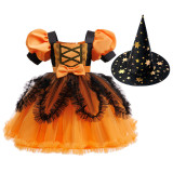 Halloween Costume for Girls Cosplay Masquerade Performance Mesh Princess Dress Witch Performance Outfit