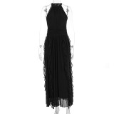 Summer Women's Chic Flounce Slim Waist Slim Fit Ruffled Dress