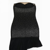 Strapless Irregular Mesh Patchwork Beaded Dress for Women