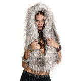 Women's Fall/Winter Halter Neck Hooded Deep V-Neck Fringe Adjustable Slim Waist Top T-Shirt