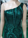 Luxury Sequin Mermail Women Formal Party Evening Dress Sexy Slash Shoulder Long Slim Bridal Gown