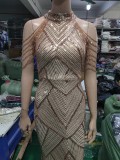 Deep V-Neck Sequined Fishtail Dress Sexy Evening Party Gown