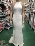 Deep V-Neck Sequined Fishtail Dress Sexy Evening Party Gown