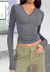 Women autumn/winter v-neck long-sleeved T-shirt top