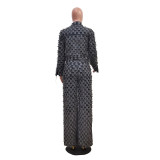 Women Winter Casual Jacquard Plaid Washed Denim Top and Pant Two-Piece Set