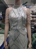Deep V-Neck Sequined Fishtail Dress Sexy Evening Party Gown