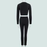 Women Fall Round Neck Long-Sleeved Top and Pants Two-Piece Set