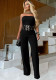 Women Casual Sexy Strapless Jumpsuit with Metal Buckles