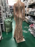 Deep V-Neck Sequined Fishtail Dress Sexy Evening Party Gown