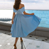 Elegant Off Shoulder Solid Color A-line Party Dress（Processing time need 3-6 days）
