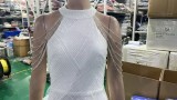 Deep V-Neck Sequined Fishtail Dress Sexy Evening Party Gown