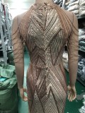 Deep V-Neck Sequined Fishtail Dress Sexy Evening Party Gown