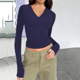 Women autumn/winter v-neck long-sleeved T-shirt top