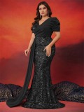 Plus Size Women Elegant Sequin Patchwork V Neck Short Sleeve Evening Dress
