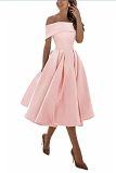Elegant Off Shoulder Solid Color A-line Party Dress（Processing time need 3-6 days）
