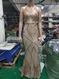 Deep V-Neck Sequined Fishtail Dress Sexy Evening Party Gown