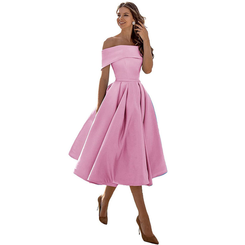 Elegant Off Shoulder Solid Color A-line Party Dress(Processing time need 3-6 days)