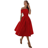Elegant Off Shoulder Solid Color A-line Party Dress（Processing time need 3-6 days）